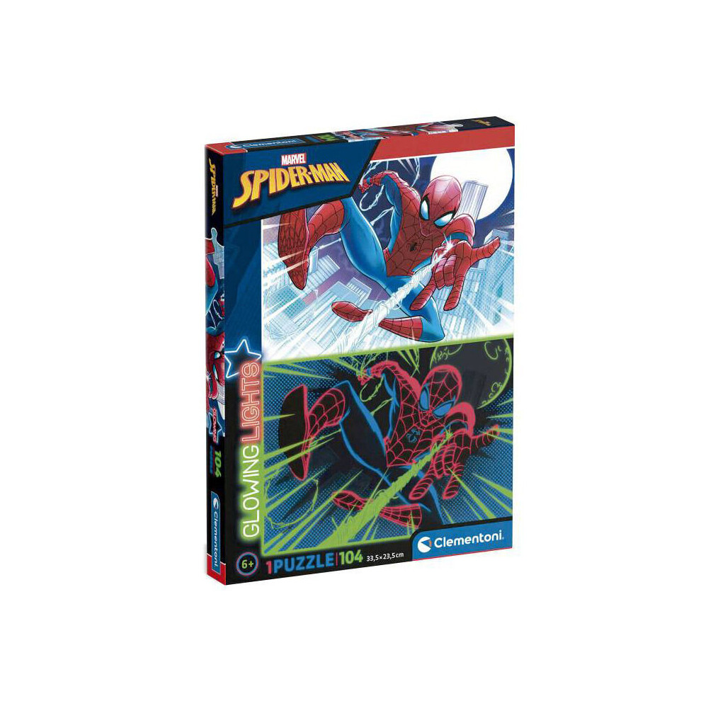 New Clementoni Marvel Spiderman Glowing Puzzle Of 104 Pieces - 33.5 X 23.5 Cm 8005125275557
