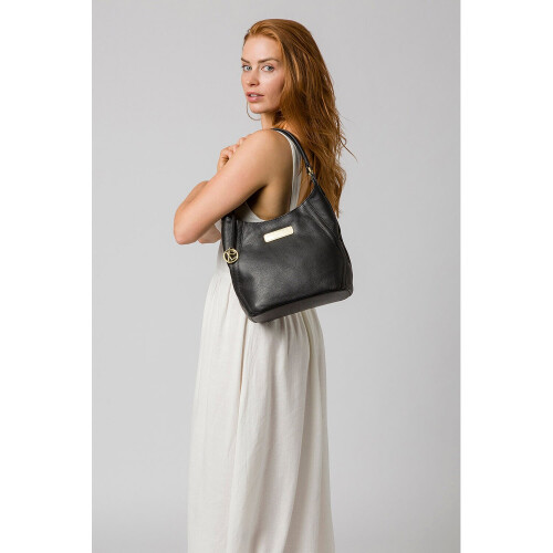 'Abigail' Black Leather Shoulder Bag 2