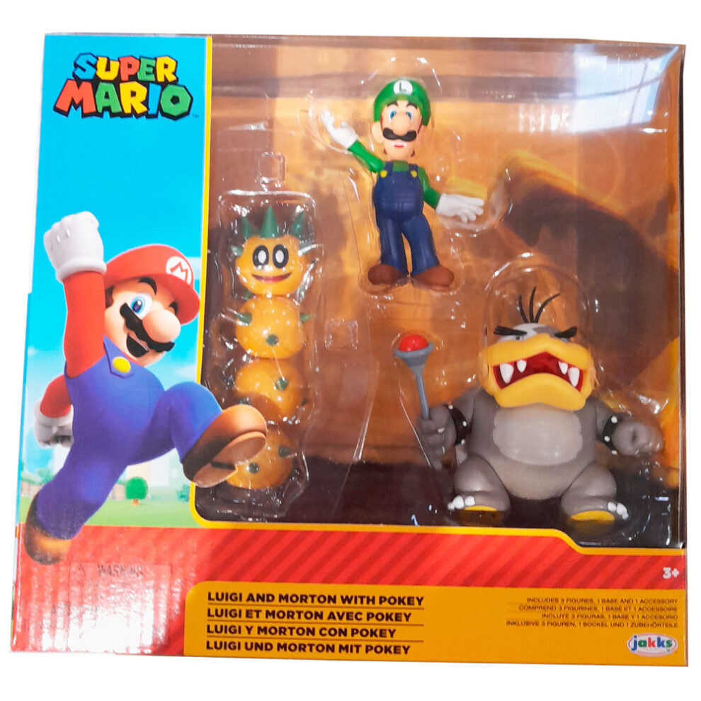 Jakks Super Mario Bros Luigi And Morton Koopa Pack 3 Figures - 6.5 CM