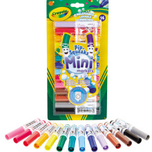 Crayola Set 14 Washable Mini Marker Pens - Pocket-Size, 14 Colors, Washable on Fabrics/Leather, Durable Tips (Code 71662083434)
