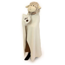 Kids Hooded Blanket & Mittens One Size Plush Animal Wearable Throw - Sheep