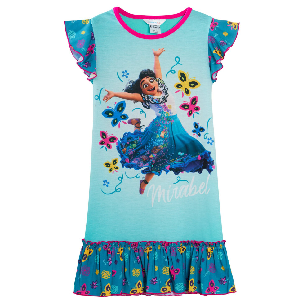 (5-6 Years) Girls Encanto Nightdress Disney Mirabel Short Sleeve Nightie Nightshirt Nighty