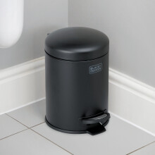 (Matte Black, 5L) BLACK+DECKER Stainless Steel Dome Shaped Pedal Bins with Soft Close Lids