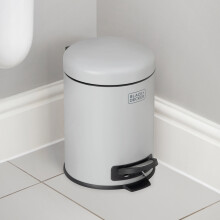 (Grey, 5L) BLACK+DECKER Stainless Steel Dome Shaped Pedal Bins with Soft Close Lids