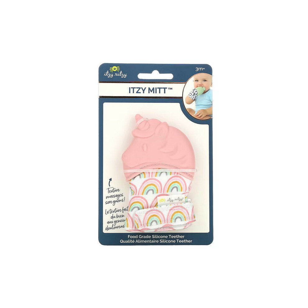 , 1 Food Grade Silicone Teether, 3+ Months, Unicorn Light/Pink Itzy Ritzy