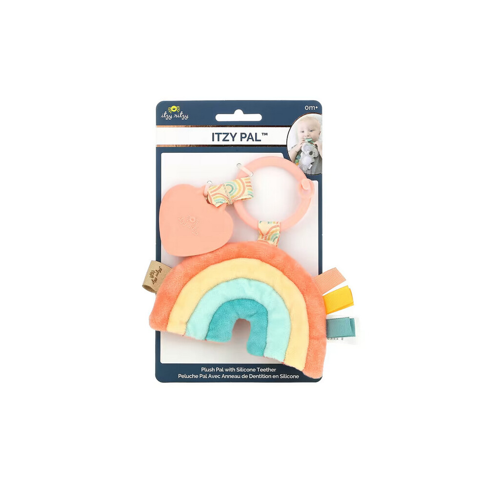 Itzy Ritzy , Plush Pal With Silicone Teether, 0+ Months, Rainbow Size 1