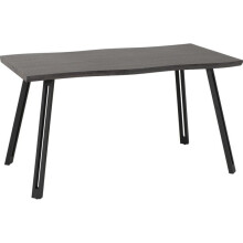 Quebec Wave Edge Black Wood Grain/Black Dining Table Only