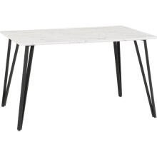 Marlow White Marble Effect/Black Dining Table
