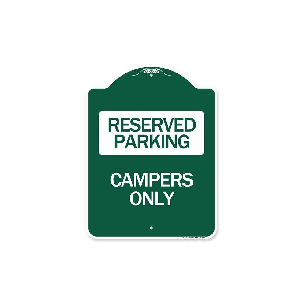 SignMission A-DES-GW-1824-24289 18 x 24 in. Designer Series Sign - Campers Only, Green & White-image-OPC-PB2J7HS-NEW