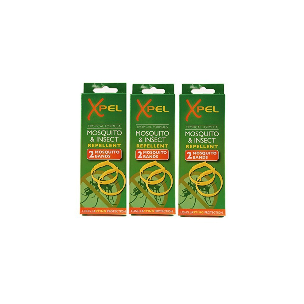 3 x 2 x Adult Xpel Tropical Formula Mosquito/Insect Repellent Bands (Deet Free) by Xpel