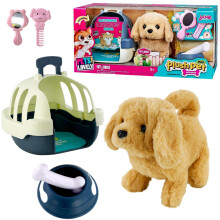 The Magic Toy Shop Electronic Puppy Toy with Carrier Accessories Soft Dog Pet Walks Barks Wags Tail