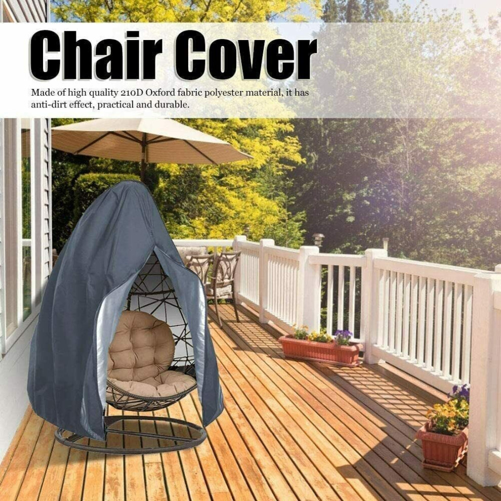 (Grey Cover) Hanging Egg Chair Garden Patio Rain Sun Waterproof