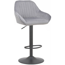 Velluto Matt Black Bar Stool Grey Velvet