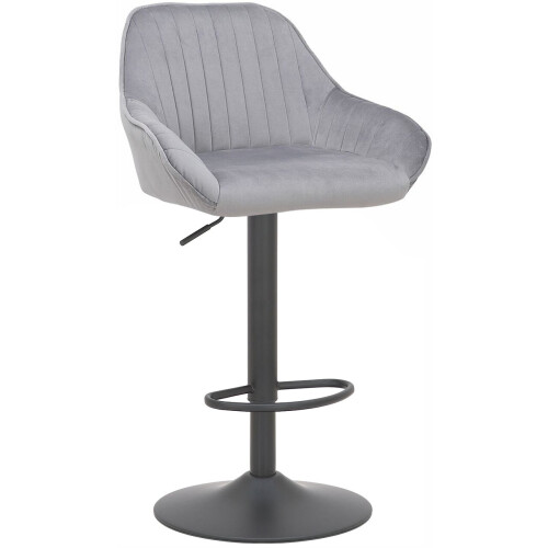 Velluto Matt Black Bar Stool Grey Velvet