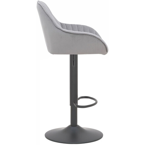 Velluto Matt Black Bar Stool Grey Velvet 1