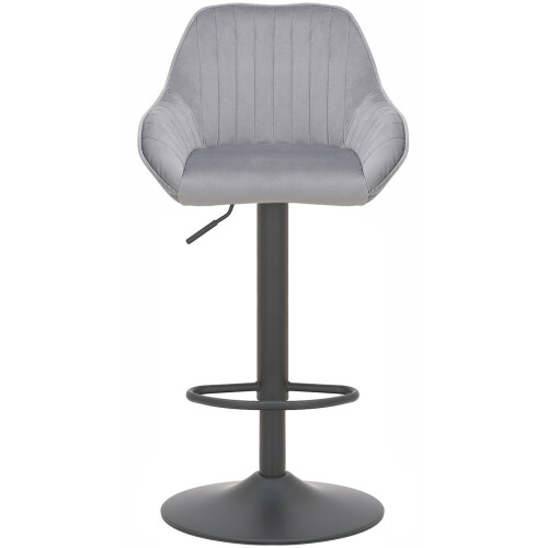 Velluto Matt Black Bar Stool Grey Velvet 2