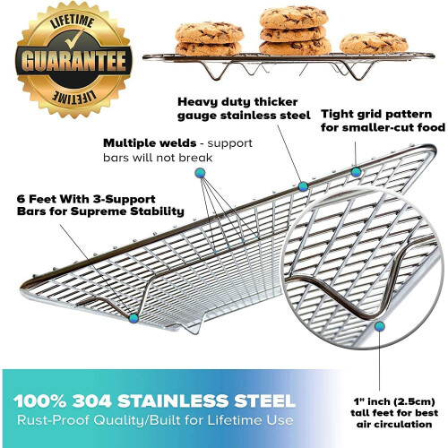2x Oven Grill Rack Cooling Baking Roasting Jelly Roll Pan 38x25.4cm 1
