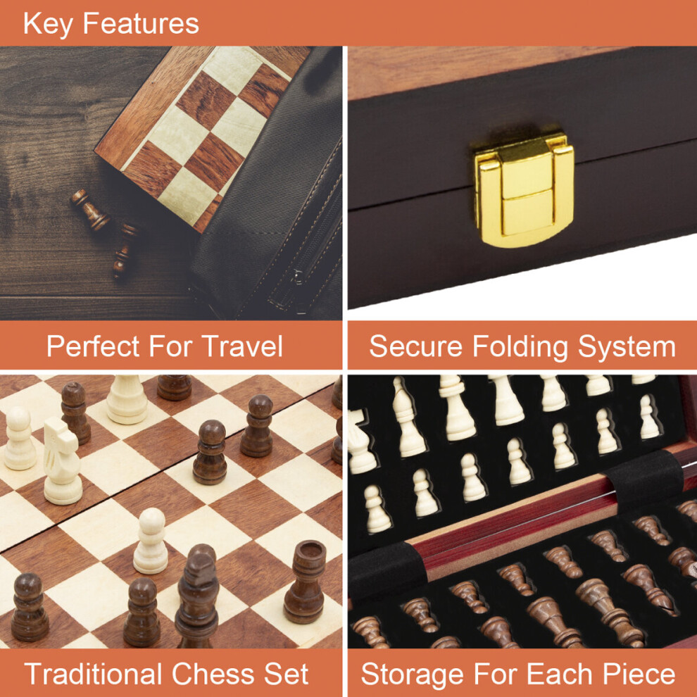 global-gizmos-81129-folding-wooden-chess-set---portable-travel-chess-board---folding-table-with-storage---29x29cm-size---rustic-wooden-design