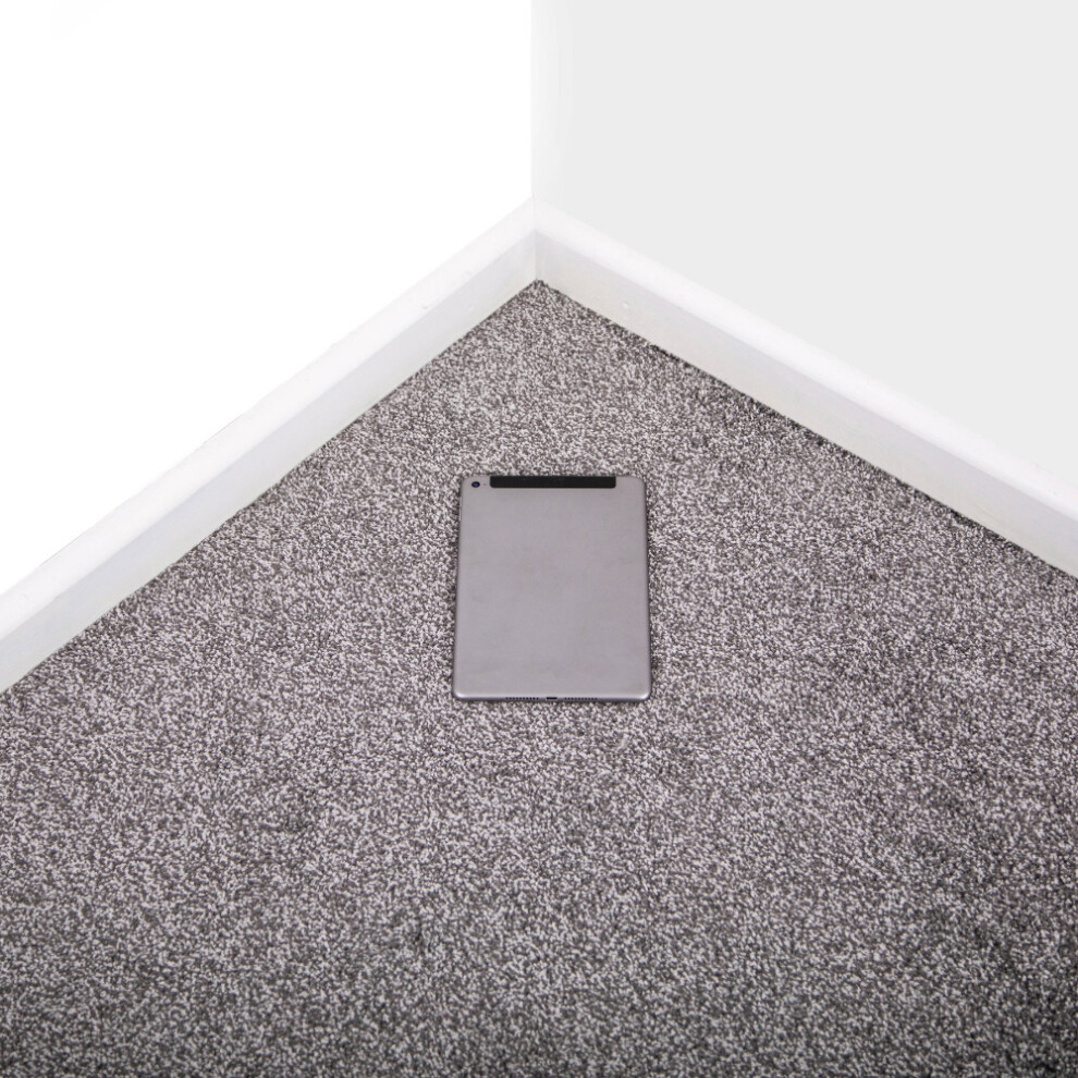 (2M X 5M Width) Grey Diamond Shade Thick Saxony Carpet 5056524023990