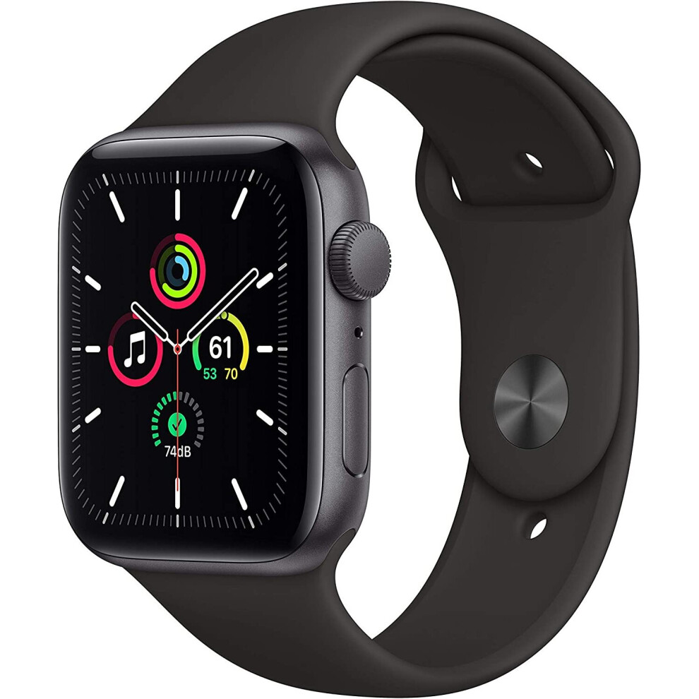Apple Watch Se 44Mm (Gps) - Space Grey Aluminium Case With Black Sport Band (Renewed)