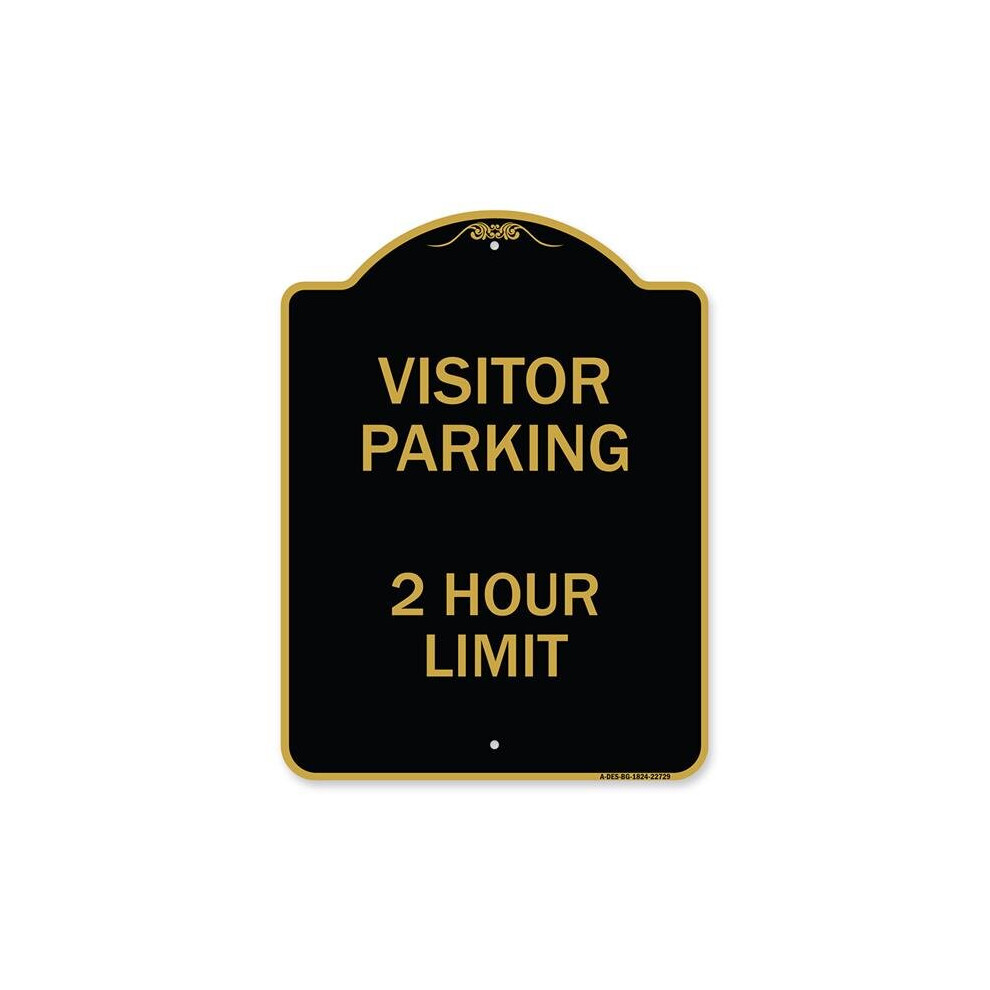 SignMission A-DES-BG-1824-22729 18 x 24 in. Designer Series Sign - Visitor Parking Sign Visitor Parking 2 Hour Limit, Black & Gold-image-OPC-PB2RPZ7-NEW