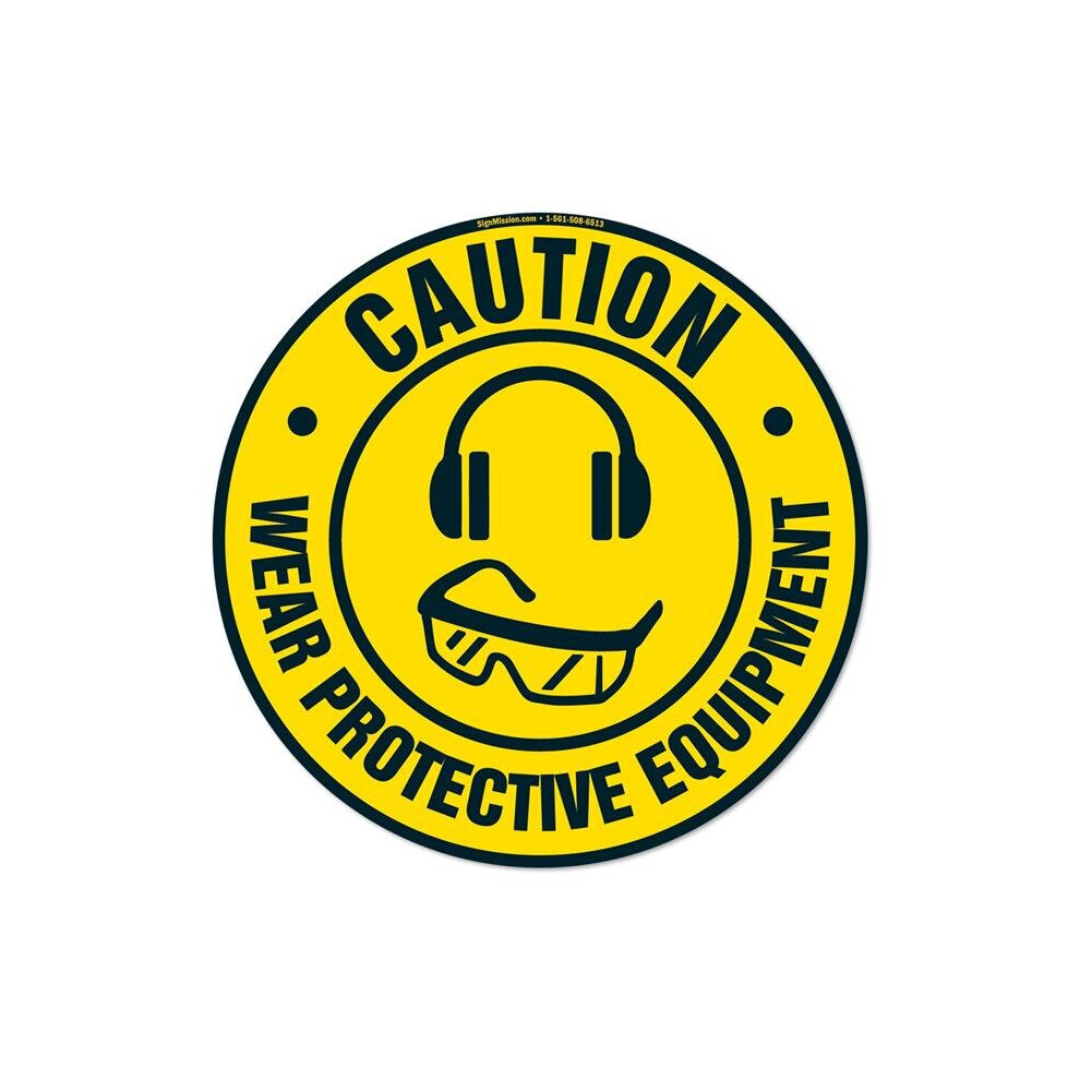Signmission Fd-C-16-99873 16 X 16 In. Non-Slip Circle Vinyl Floor Decal - Wear Protective Equipment 2