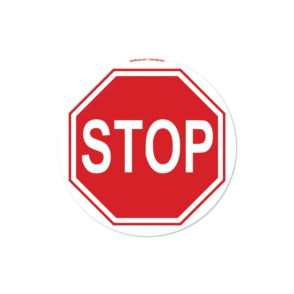 SignMission FD-C-16-99883 16 x 16 in. Non-Slip Circle Vinyl Floor Decal - Stop Sign