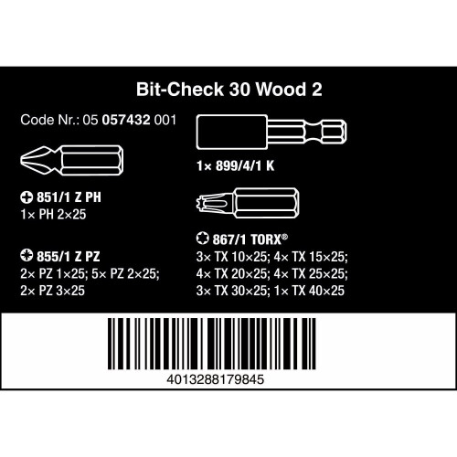 Wera Schroefbitset - WERA - 29 stuks - RVS - Magnetische bithouder - PZ 1