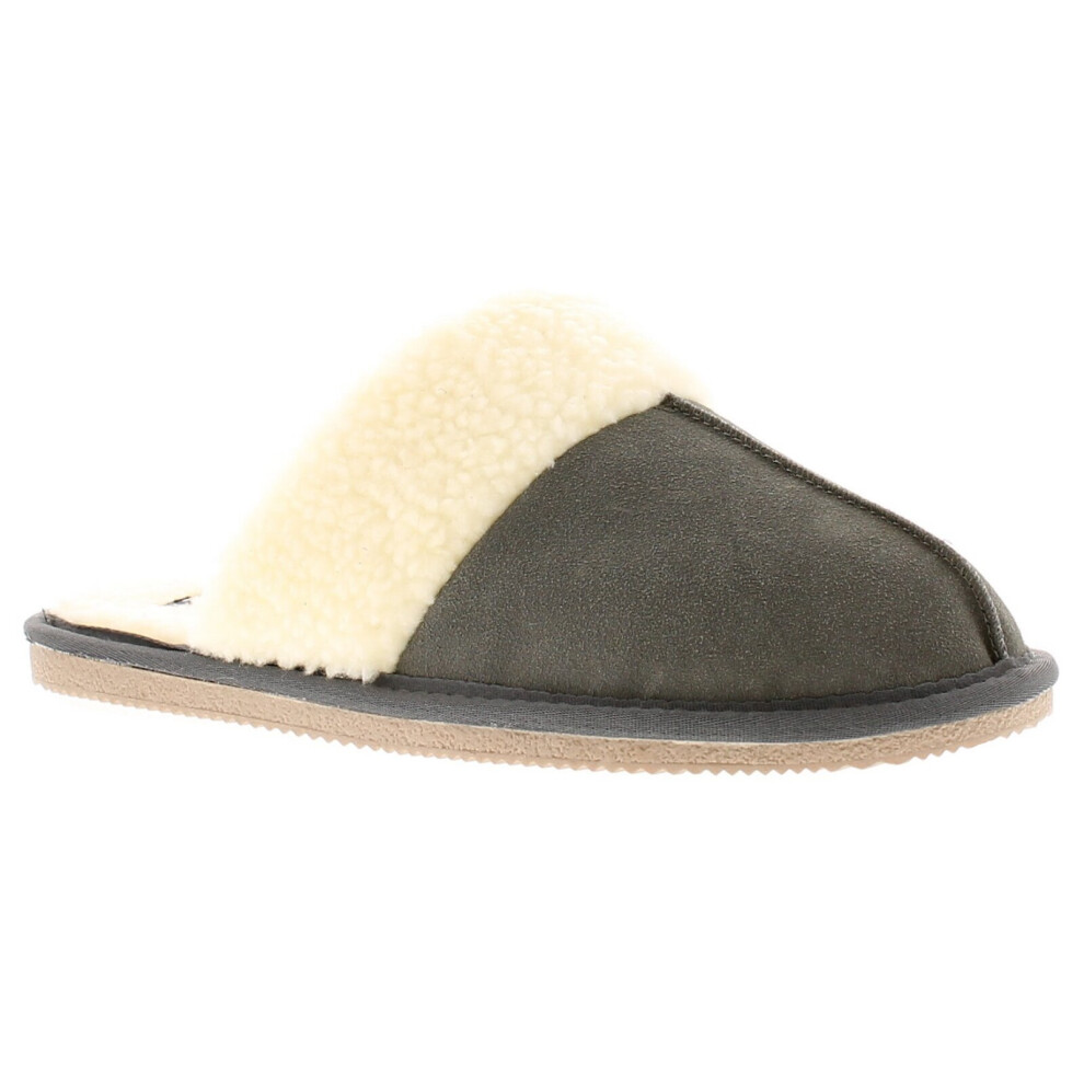 (Grey, 4 (Adults')) Hush Puppies Arianna Womens Genuine Suede Mule Slippers grey UK Size