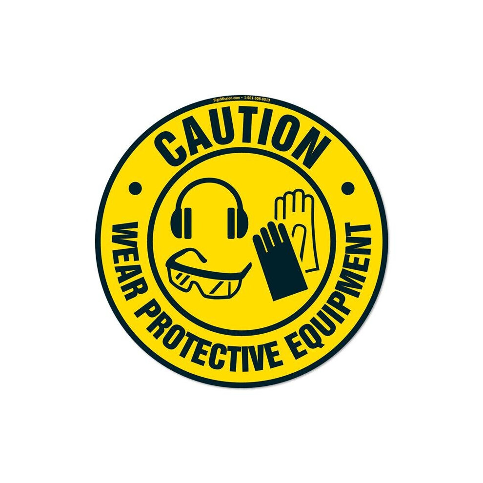 Signmission Fd-C-16-99872 16 X 16 In. Non-Slip Circle Vinyl Floor Decal - Wear Protective Equipment 3