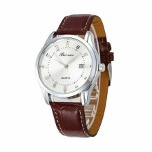 (Brown Strap/Silver Dial) Military Leather Stainless Steel Quartz Analog Army Men's Wrist Watches