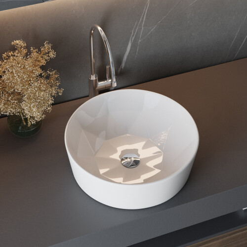 Living And Home Round White Bathroom Counter Sink Basin Bowl