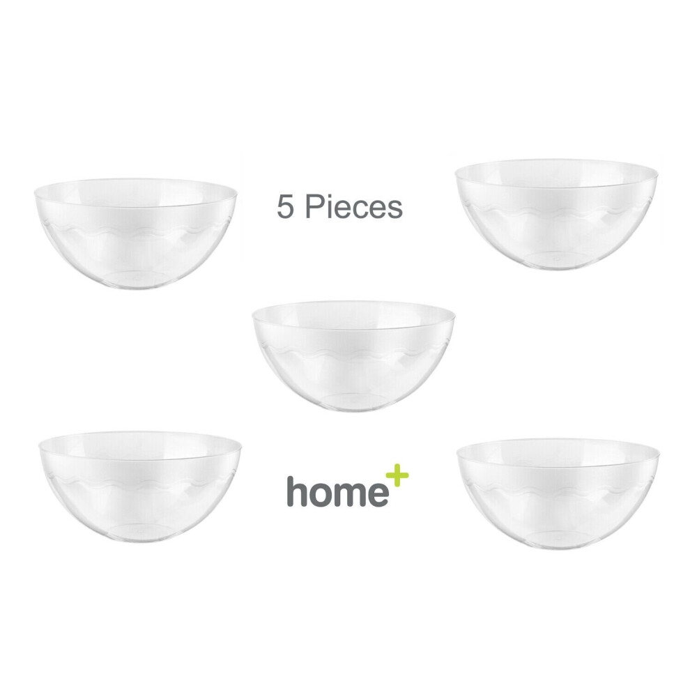 5 x 2800ml Large Salad Serving Bowls Clear Hard Plastic Party
