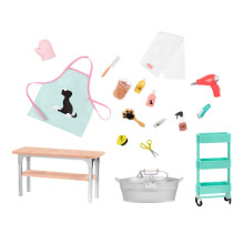 Our Generation Pet Grooming Play Set for 18-Inch Dolls - Spa Kit with Table, Tub, Apron & Accessories (Ages 3+)