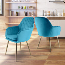 Genesis Muse Accent Dining Chairs Velvet Fabric - Set of 2 - Teal