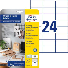 AVERY Zweckform LR3475-10 Recycling Labels (240 Address Labels) 70 x 36 mm on A4 100% Recycled Recycled Recycled Paper Printable Address Labels