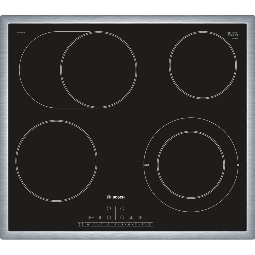 Bosch PKN645FP1E Built-in with Frame Black Glass Electric Kitchen Hob
