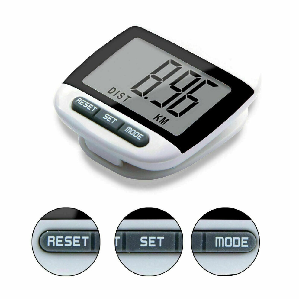 (Digital Pedometer Black) LCD Belt Clip Digital Pedometer Walking Steps Count Distance Calorie Counter