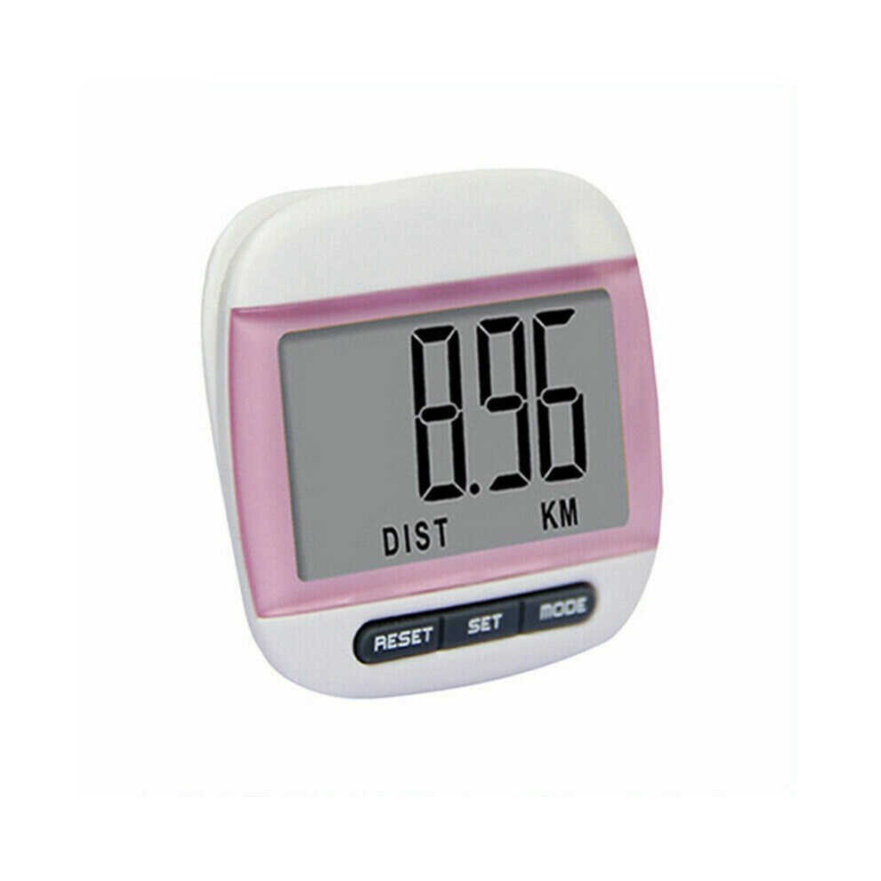 (Digital Pedometer Pink) LCD Belt Clip Digital Pedometer Walking Steps Count Distance Calorie Counter