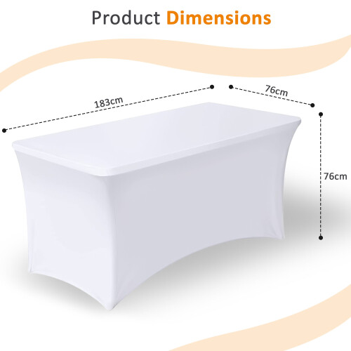 (White) 6FT Rectangular Spandex Stretch Tight Fit Table Cover Trestle Tablecloth UK 1