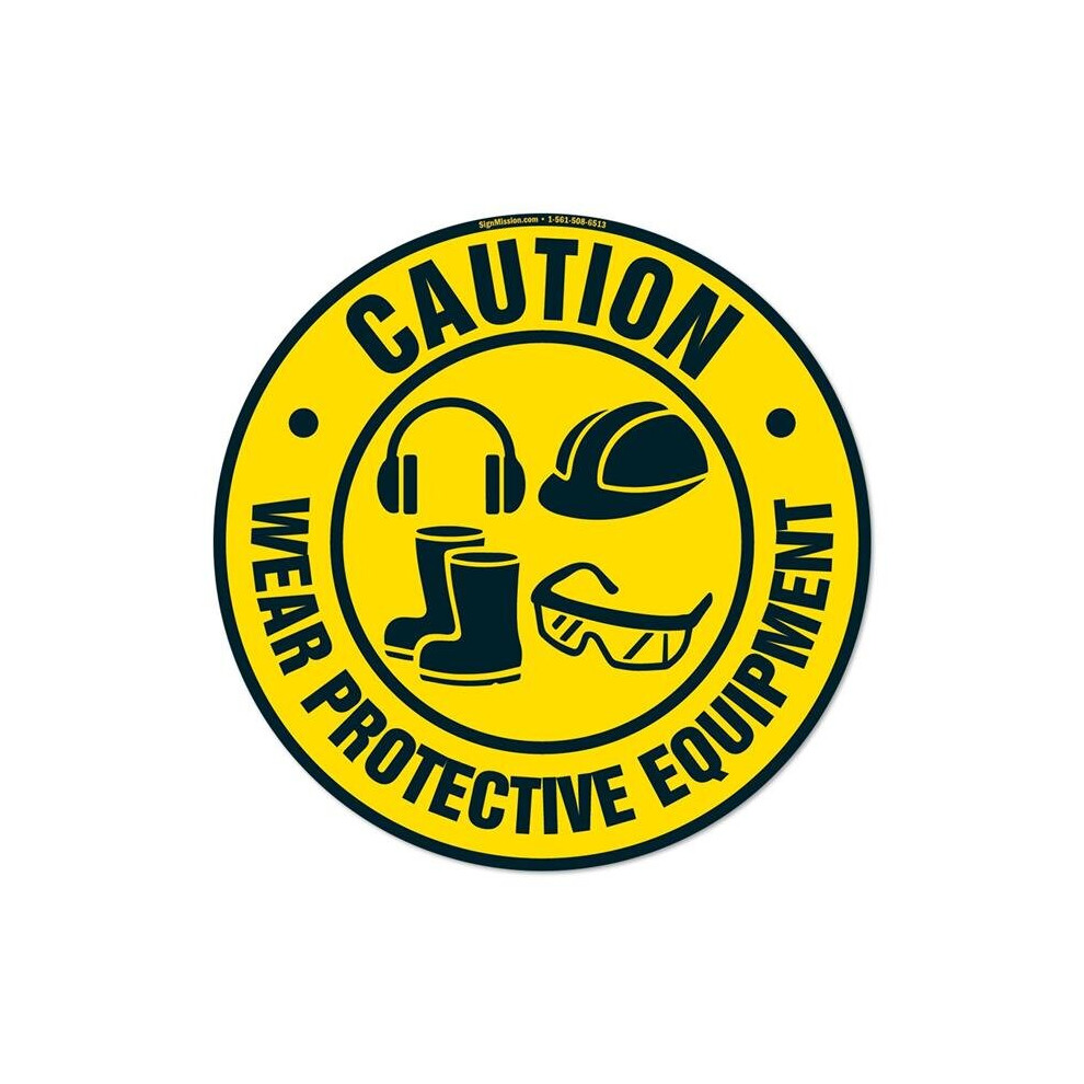 Signmission Fd-C-16-99871 16 X 16 In. Non-Slip Circle Vinyl Floor Decal - Wear Protective Equipment 4