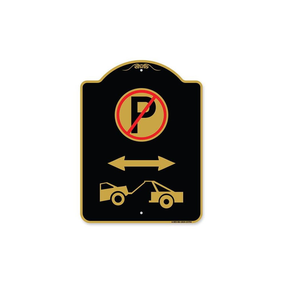 SignMission A-DES-BG-1824-23793 18 x 24 in. Designer Series Sign - No Parking - Tow Away Zone with Graphic, Black & Gold-image-OPC-PB2SXJB-NEW