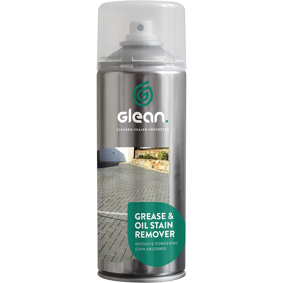 (1) GLEAN Grease & Oil Stain Remover | Powdering Stain Absorber | For Driveways, Patios, Decking & Natural Stone | 400ml