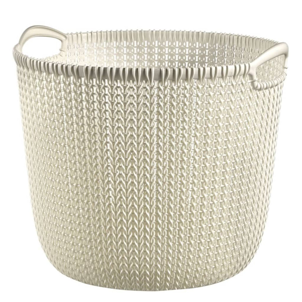 (Creamy white) Curver Storage Basket Knit Round Household Storage Box Basket Multi Colours