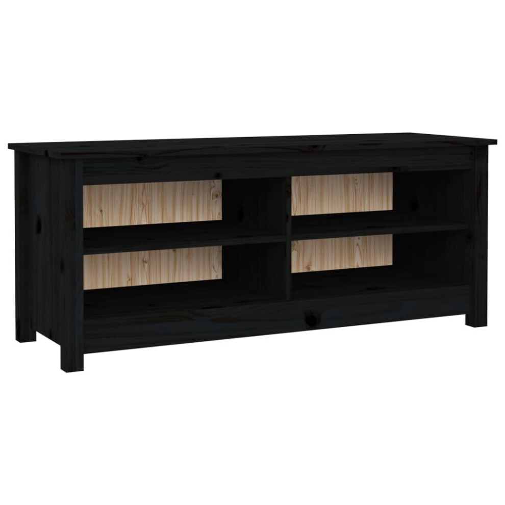 (Black) vidaXL Solid Wood Pine Shoe Bench Wooden Storage Rack Multi Colours/Sizes