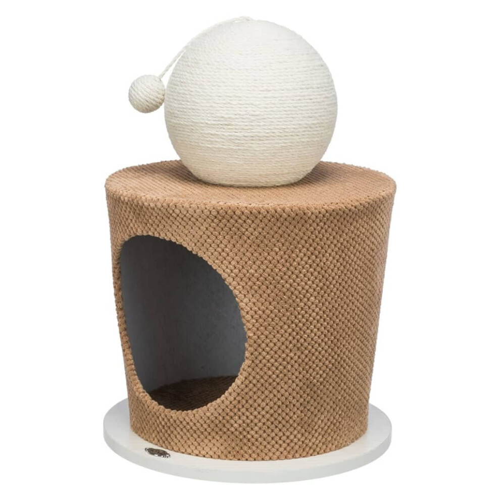 TRIXIE Cat Cuddly Cave with Scratching Ball Taupe Cat Scratching Column Post