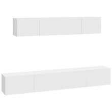 vidaXL TV Cabinet Set 4 Piece White Engineered Wood TV Console Media Unit