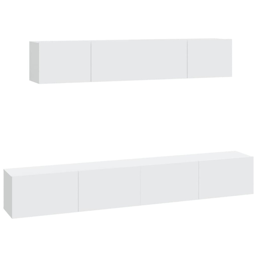 Vidaxl Tv Cabinet Set 4 Piece White Engineered Wood Tv Console Media Unit