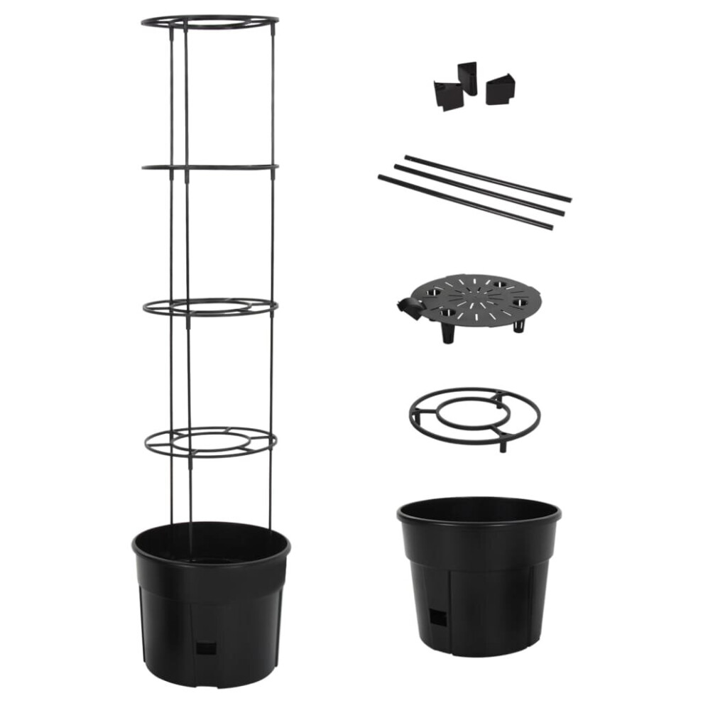Vidaxl (Ø39x150 Cm) Tomato Grower Polypropylene Planter Ø 29.5X115 Cm/Ø39x150 Cm Anthracite