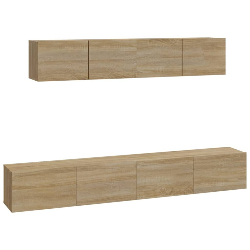 Vidaxl Tv Cabinet Set 4 Piece Sonoma Oak Engineered Wood Tv Console Media Unit